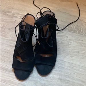 Aquazurra suede black strappy sandals